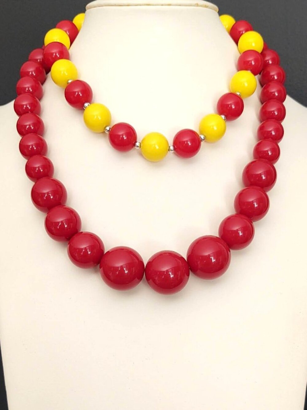 Red/yellow beaded necklace bundle